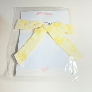 Girls Little Poppy Co Scrunchie Bow Yellow Seersucker appx 5" NIP